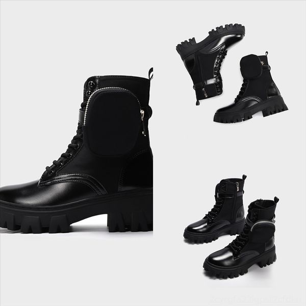 oaudl high heeledboots winter coarse wallethigh woman desert luxury designer shoes motorcycle boots real leather woman snow boot, Black